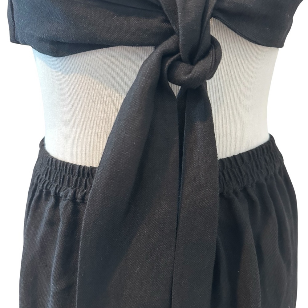 Elegant Black Fifth & Mode O Ring Black Linen Halter Jumpsuit - Picture 9 of 15